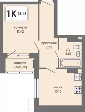 1-к кв. Пермский край, Пермь Гайва мкр,  (35.43 м)