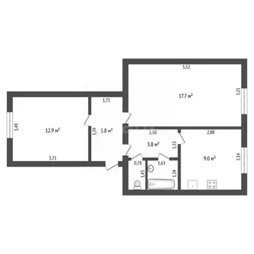 2-к кв. Амурская область, с. Константиновка ул. 70 лет Октября, 54Б ...