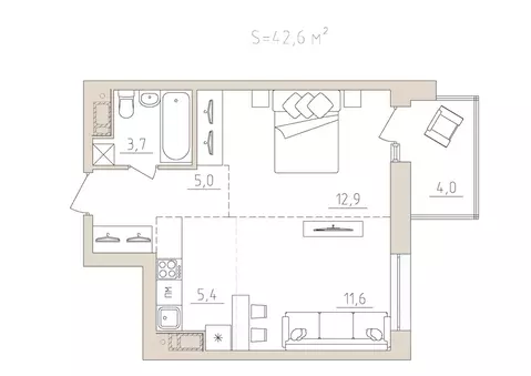 2-к кв. Карелия, Петрозаводск Закаменская наб., 3 (42.6 м)