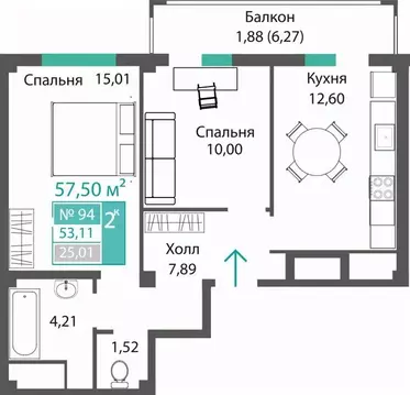 2-к кв. Крым, Симферопольский район, с. Мирное ПроПолис жилой комплекс ...