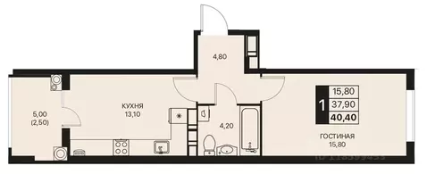1-к кв. Ростовская область, Ростов-на-Дону Эстет жилой комплекс (40.4 ...