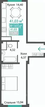 1-к кв. Крым, Симферопольский район, с. Мирное ПроПолис жилой комплекс ...