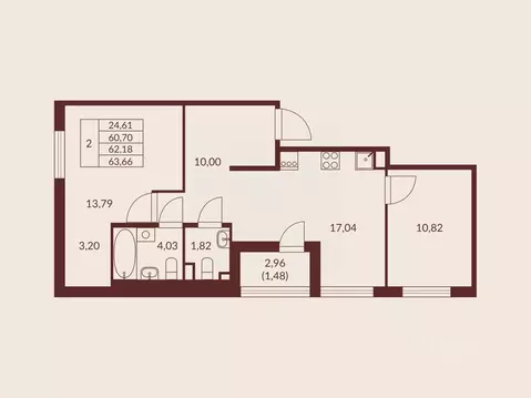 2-к кв. Ленинградская область, Мурино Всеволожский район, Мурино Спэйс ...