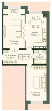 2-к кв. Дагестан, Каспийск просп. Акулиничева (69.3 м)