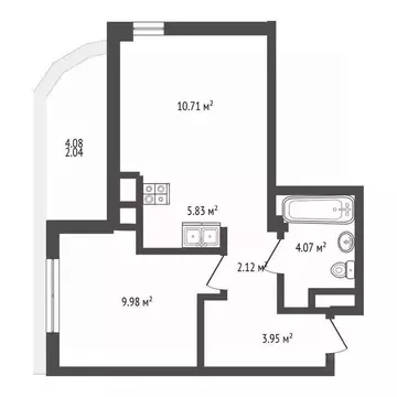Студия Крым, Алушта ул. Сергеева-Ценского (38.45 м)