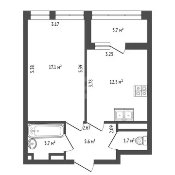 1-комнатная квартира: Санкт-Петербург, Манчестерская улица, 3 (40.5 м)