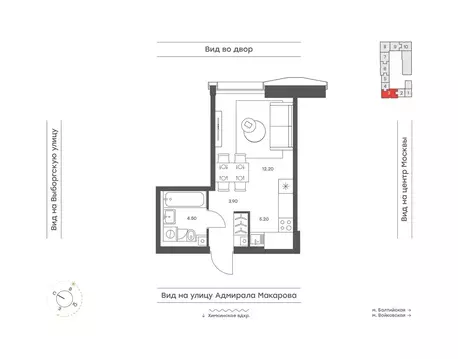 1-комнатная квартира: Москва, ЖК Инджой (25.8 м)