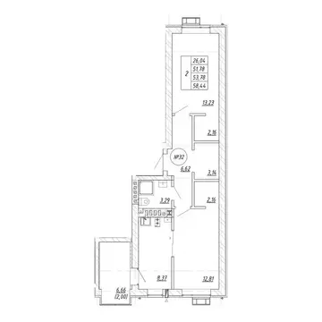 2-к кв. Калининградская область, Зеленоградск  (53.8 м)