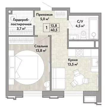 1-к кв. Хабаровский край, Хабаровск ул. Нагишкина (40.5 м)