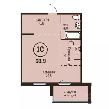 1-к кв. Алтайский край, Барнаул  (38.9 м)