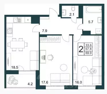 2-к кв. Липецкая область, Липецк Минская ул., 4Вк2 (69.9 м)