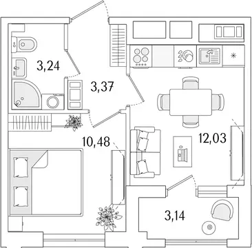 1-к кв. Санкт-Петербург Гранат жилой комплекс (30.69 м)