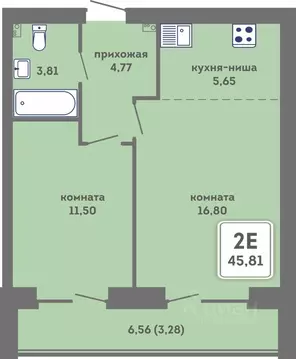2-к кв. Пермский край, Пермь Кировоградская ул., 28 (49.09 м)