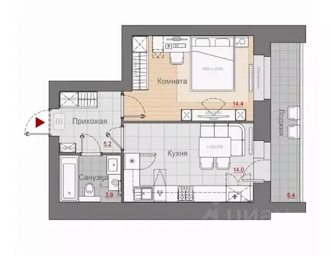 1-к кв. Новгородская область, Великий Новгород Псковская ул., 66 (37.5 ...