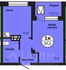 1-к кв. Красноярский край, Красноярск ул. Лесников, 51Б (37.2 м)