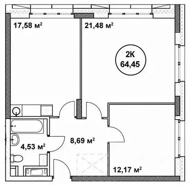2-к кв. Нижегородская область, Нижний Новгород ул. Родионова (64.45 м)