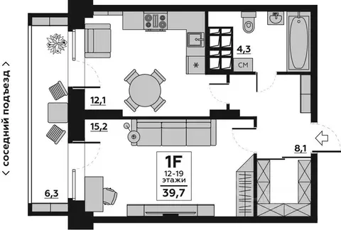1-к кв. Волгоградская область, Волгоград Ангарская ул., 7 (39.7 м)