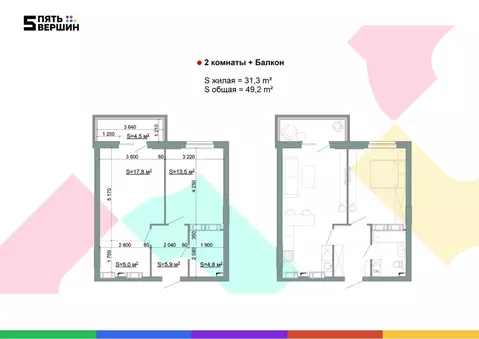 2-к кв. Волгоградская область, Волгоград ул. Пархоменко, 24 (49.2 м)