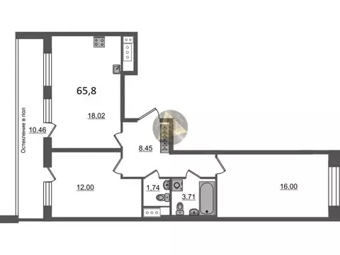 2-комнатная квартира: Санкт-Петербург, Кубинская улица, 76к1 (65.8 м)