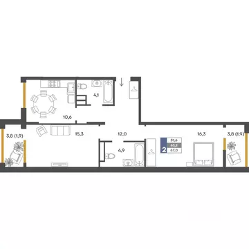 2-к кв. Крым, Симферопольский район, Добровское с/пос, с. Перевальное ...