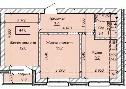 2-к кв. Алтайский край, Барнаул ул. Анатолия (44.6 м)