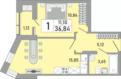 1-к кв. Башкортостан, Уфа Бакалинская ул., 9/1 (36.84 м)