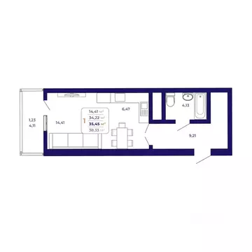1-к кв. Башкортостан, Уфа Затон-Восточный жилрайон, Паруса жилой ...