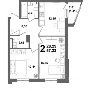 2-к кв. Башкортостан, Уфа Глумилино жилрайон, Холмогоры жилой комплекс ...