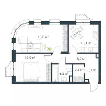 2-к кв. Приморский край, Владивосток Дом на Востоке жилой комплекс, ...