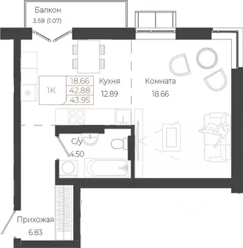 1-к кв. Алтай, Майминский район, с. Майма ул. Энергетиков (43.95 м)