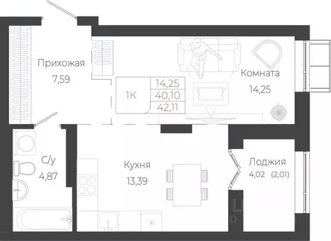 1-к кв. Алтай, Майминский район, с. Майма ул. Энергетиков (42.11 м)