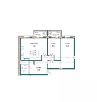 3-к кв. Саха (Якутия), Якутск ул. Кузьмина, 18 (70.85 м)