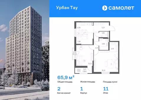 2-к кв. Башкортостан, Уфа ул. Минигали Губайдуллина, 8к9 (65.92 м)