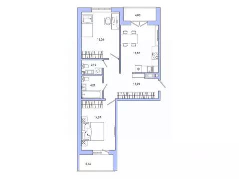 2-к кв. Ленинградская область, Гатчина ул. Чехова, 39 (69.5 м)