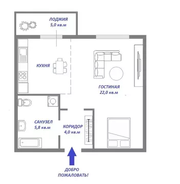 Квартира-студия: Екатеринбург, Круговая улица, 18 (29.5 м)