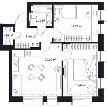 2-к кв. Владимирская область, Киржач ул. Свердлова, 10А (60.0 м)