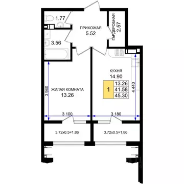 1-к кв. Краснодарский край, Новороссийск ул. Григория Белькинда (45.3 ...