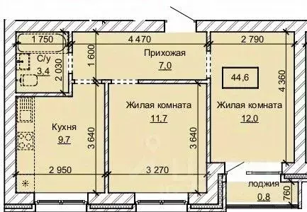 2-к кв. Алтайский край, Барнаул ул. Анатолия (44.6 м)