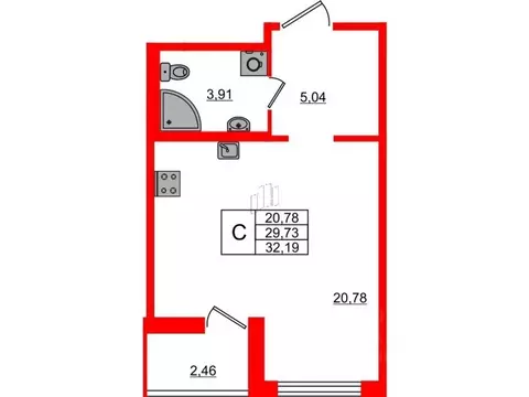 Студия Санкт-Петербург пос. Парголово, дор. Михайловская, 14к1 (32.18 ...