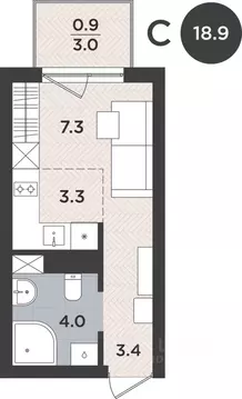 Студия Калининградская область, Калининград Тихорецкая ул. (18.9 м)