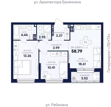 2-к кв. Свердловская область, Екатеринбург Академический мкр, ...