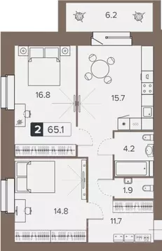 2-к кв. Брянская область, Брянск пер. 22-го съезда КПСС, 63А (67.3 м)
