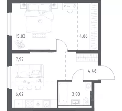 1-к кв. Башкортостан, Уфа ул. Минигали Губайдуллина, 8к9 (43.09 м)