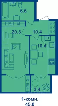 1-к кв. Костромская область, Кострома Магистральная ул., 71 (44.7 м)