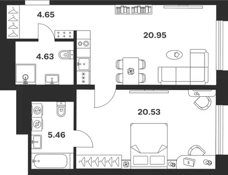 1-к кв. Тульская область, Тула ул. Болотникова, 4 (56.22 м)