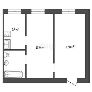 2-комнатная квартира: Воронеж, Ленинский проспект, 135 (42.3 м)