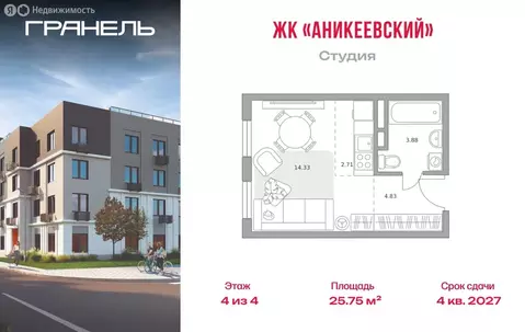 Квартира-студия: село Николо-Урюпино, жилой комплекс Аникеевский ...