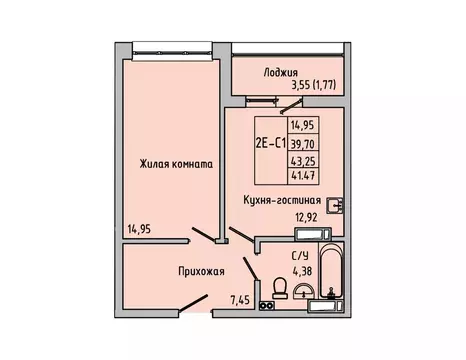 2-к кв. Ростовская область, Батайск ул. Луначарского, 180А (41.47 м)