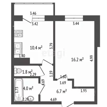 1-к кв. Смоленская область, Смоленск ул. Петра Алексеева, 19 (38.7 м)