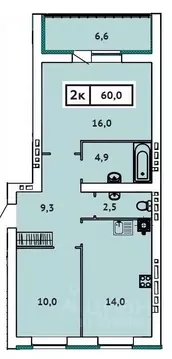 2-к кв. Ивановская область, Иваново ул. 2-я Чайковского, 40 (60.0 м)